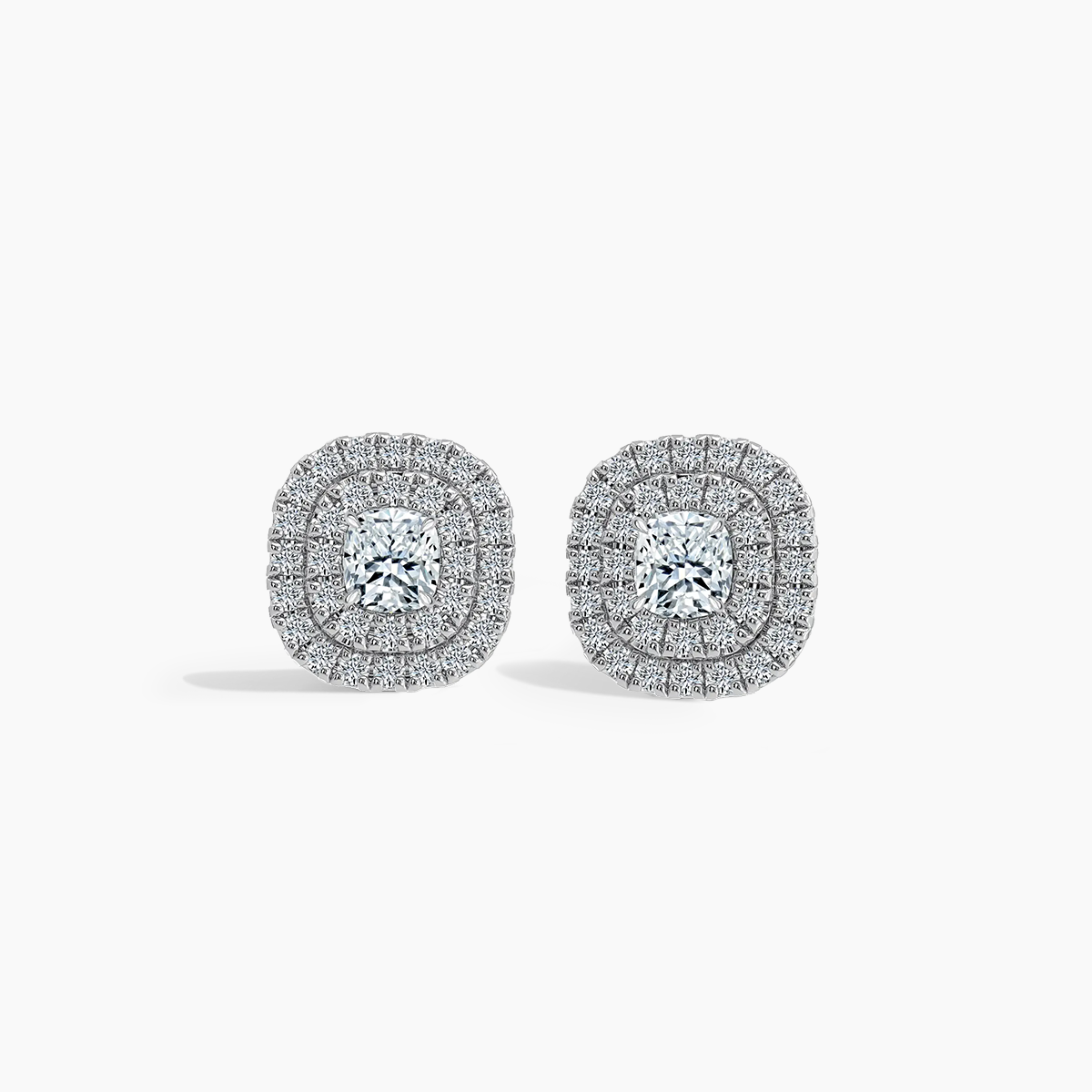 Cushion Double Halo Earrings