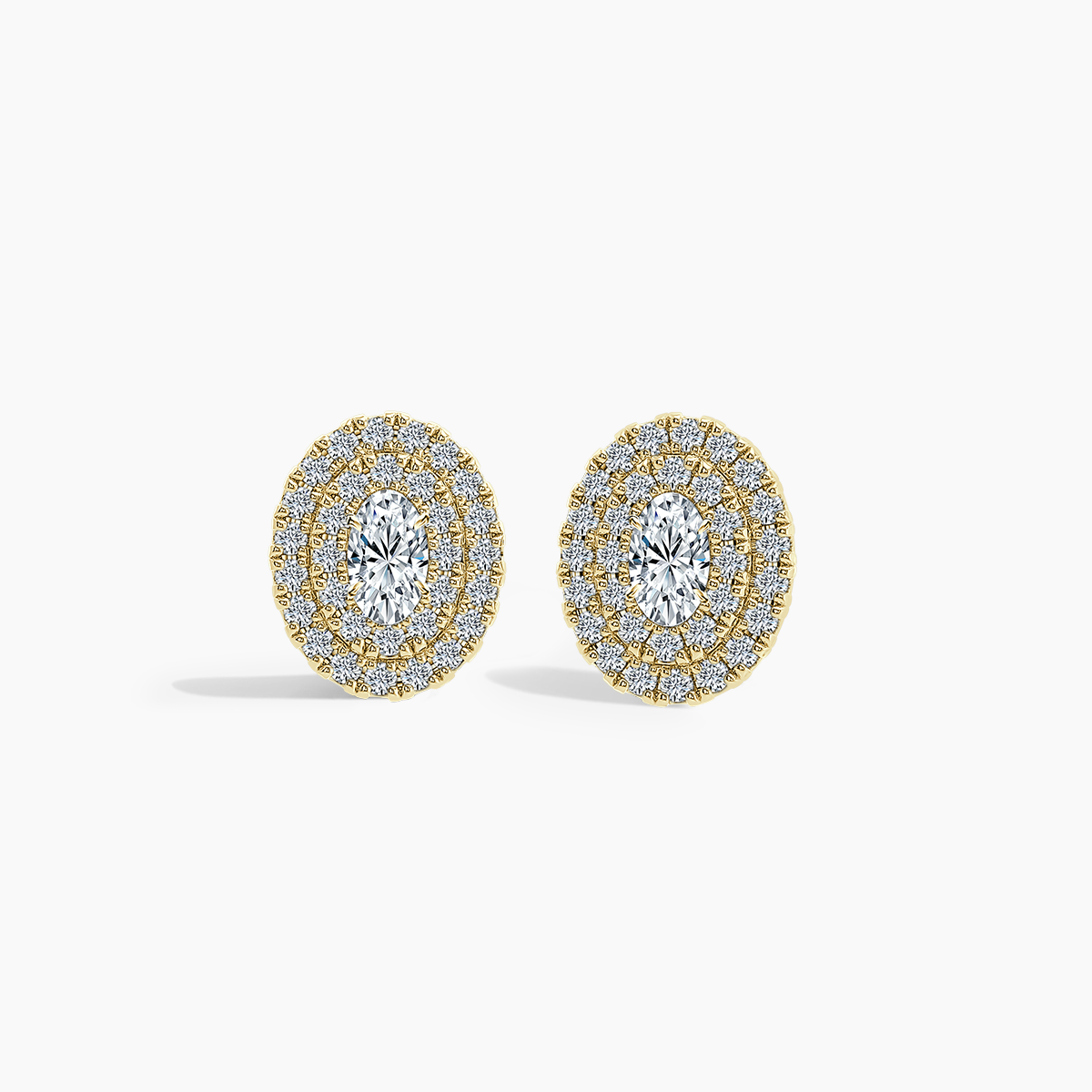 Oval Double Halo Earrings