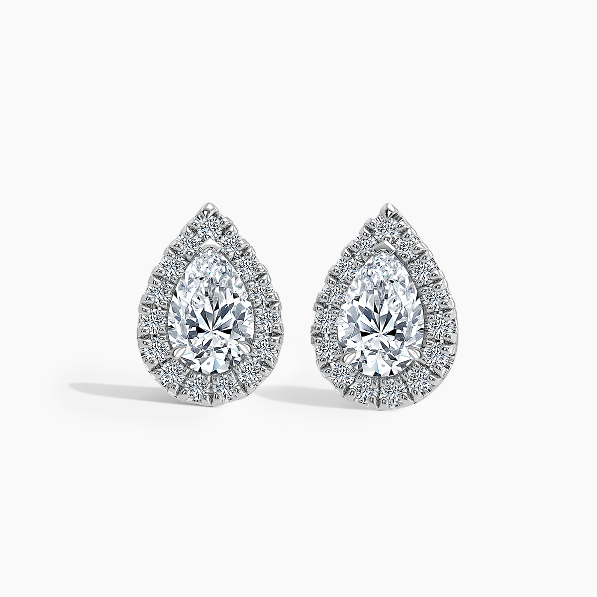 Pear Single Halo Earrings