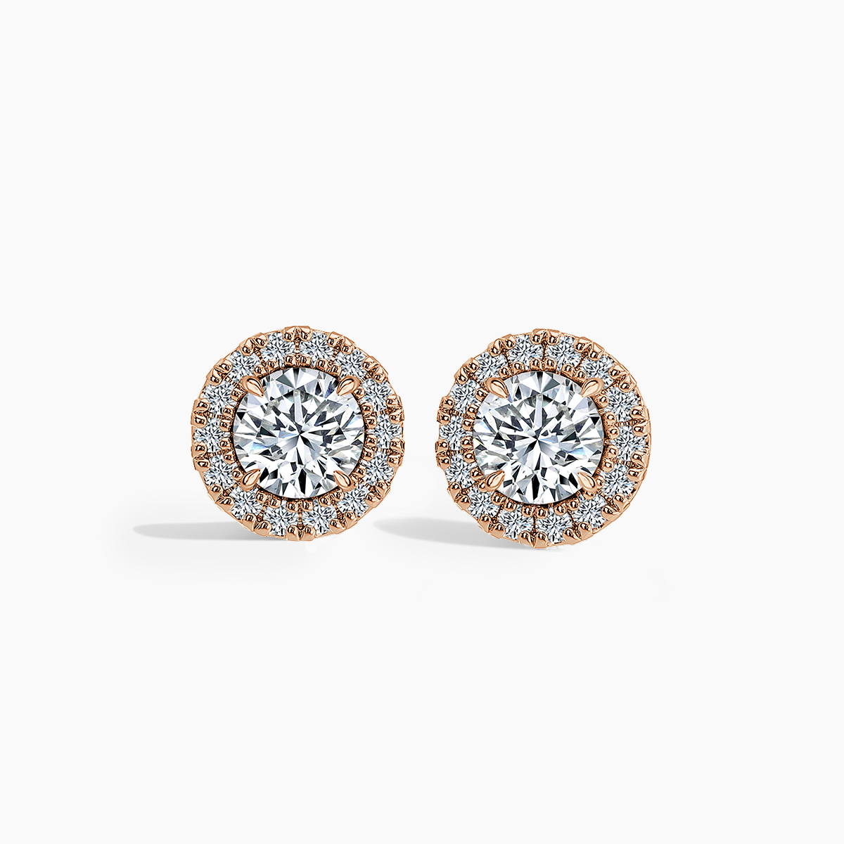 Round Single Halo Earrings