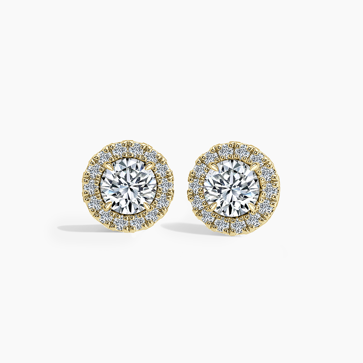 Round Single Halo Earrings