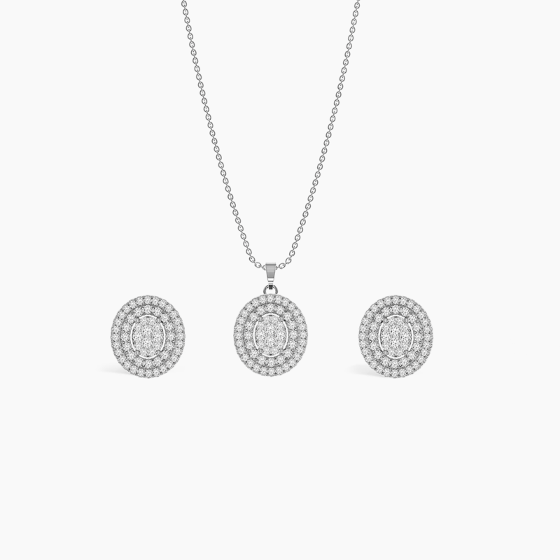 0.60ct Classic Double Halo Pendant Set