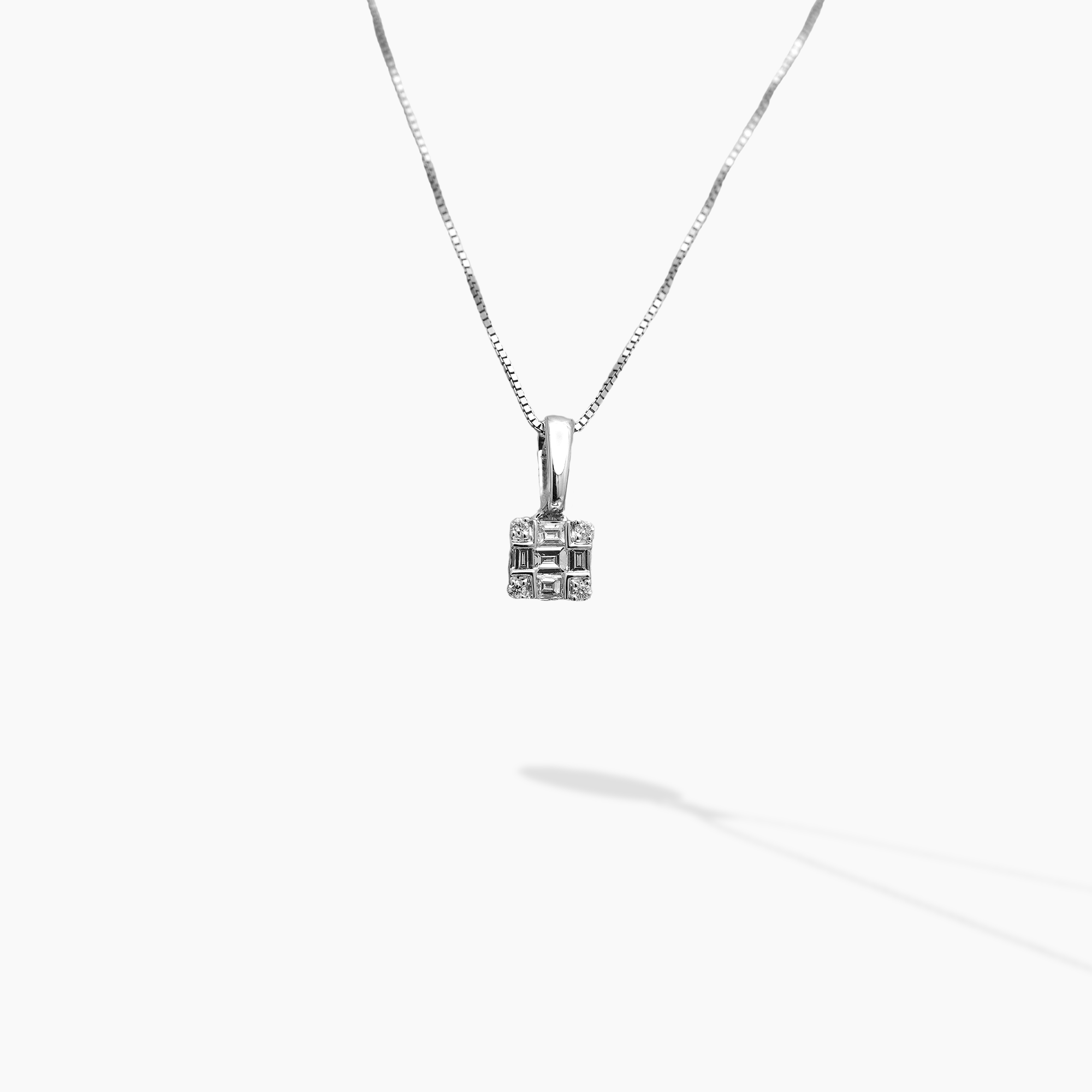 0.53ct Square Cluster Diamond Pendant Set