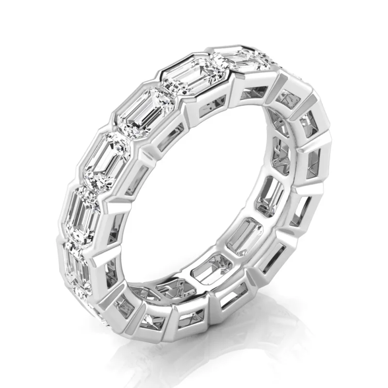 0.33 pts Emerald Diamond East-West Half Bezel Eternity Band