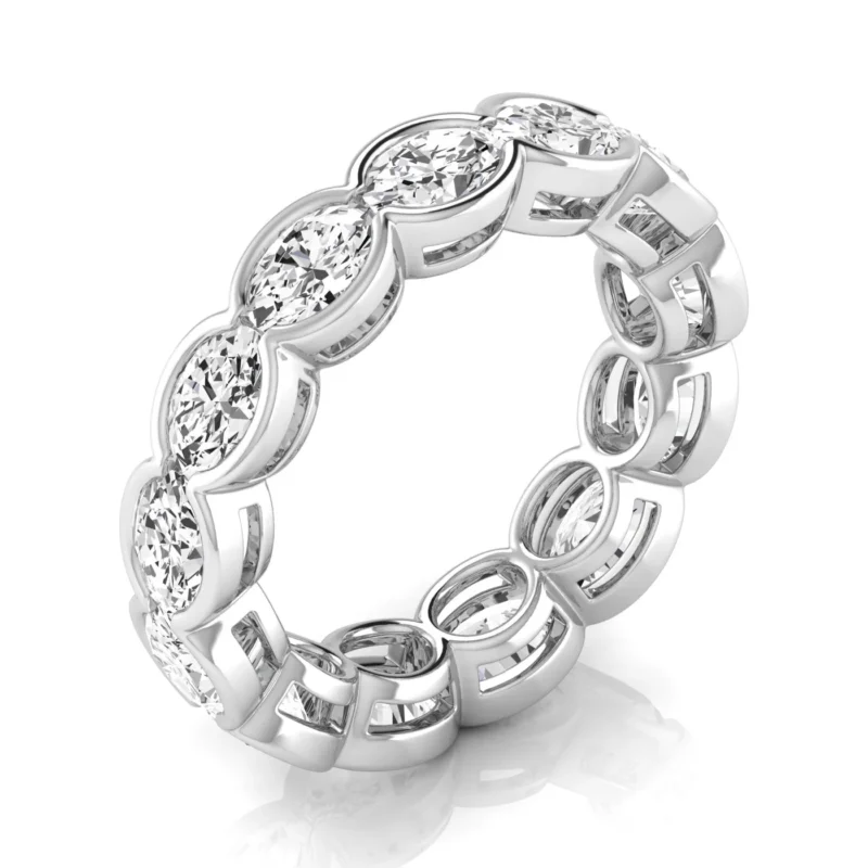 0.33 pts Oval Diamond East-West Half Bezel Eternity Band