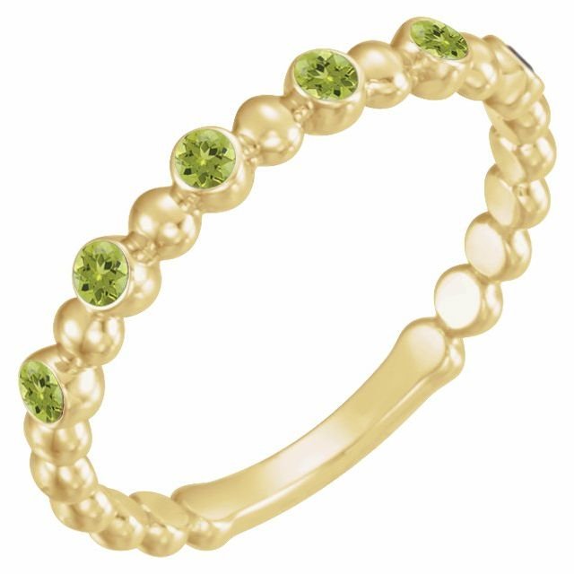 14K Yellow Natural Peridot Stackable Ring