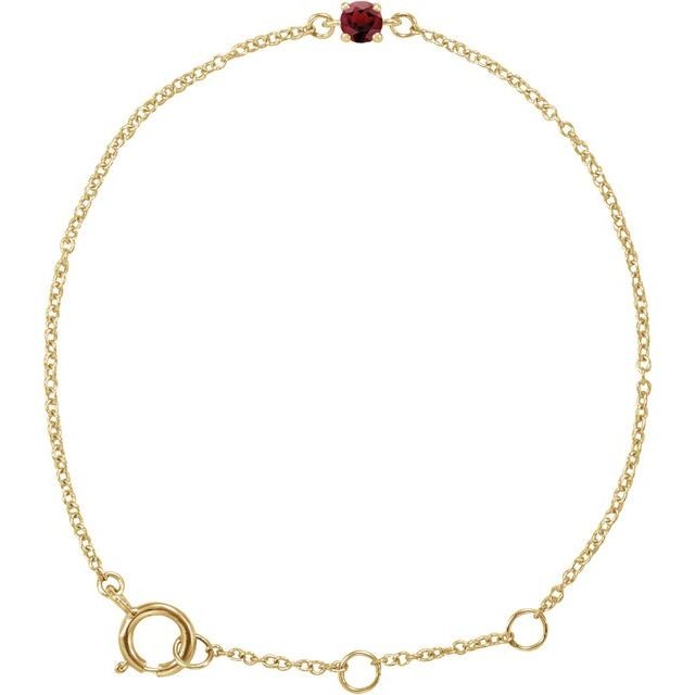 14K Yellow Imitation Mozambique Garnet Youth Birthstone 4 1/2-5 1/2' Bracelet