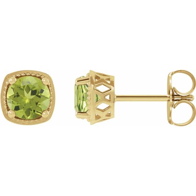 14K Yellow 5 mm Natural Peridot Earrings