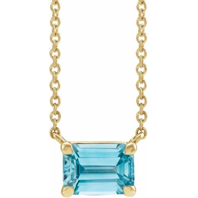 14K Yellow Natural Blue Zircon 18' Necklace