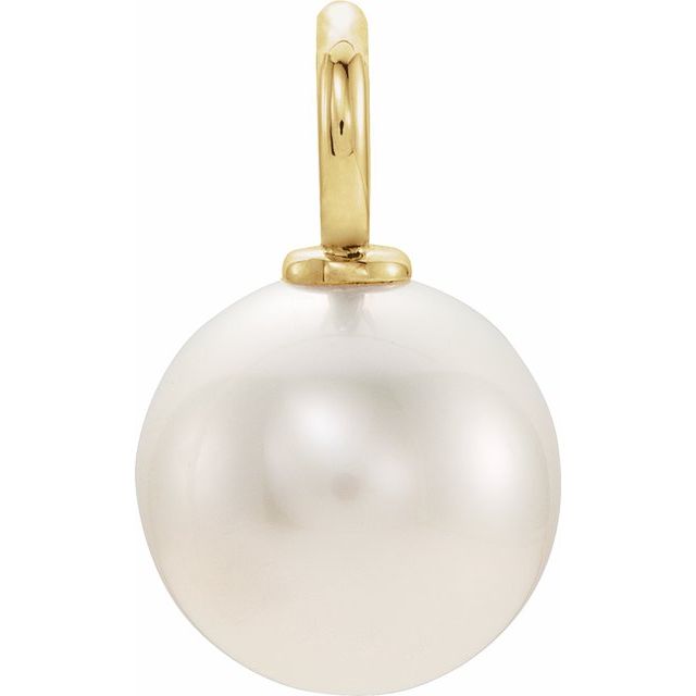 14K Yellow Cultured White Freshwater Pearl Pendant