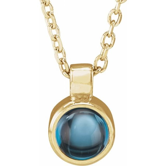 14K Yellow Natural London Blue Topaz Bezel-Set 16-18' Necklace