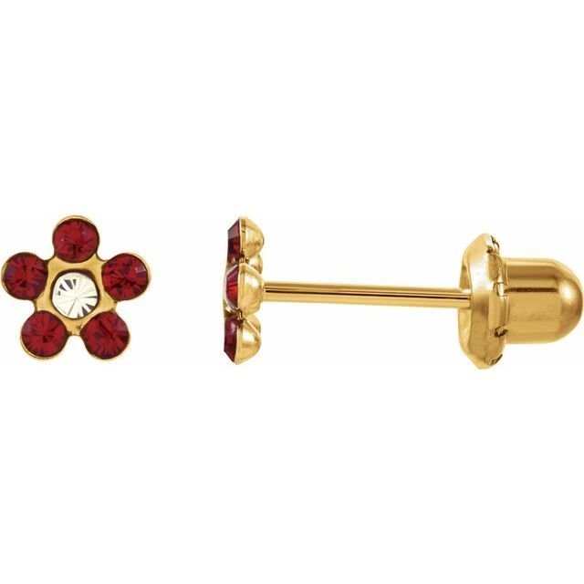 14K Yellow Imitation Garnet Inverness® Piercing Earrings