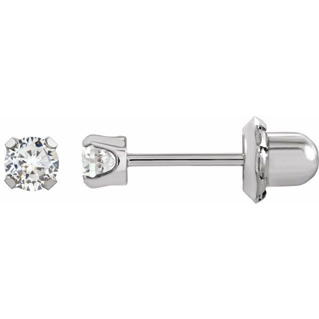 14K Yellow Gold-Plated 14K White 3 mm Imitation White Cubic Zirconia Inverness® Piercing Earrings