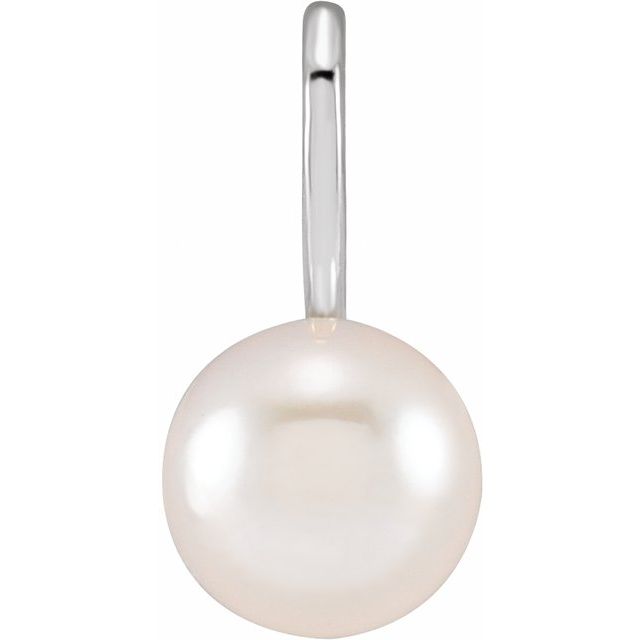 14K White Cultured White Akoya Pearl Charm/Pendant