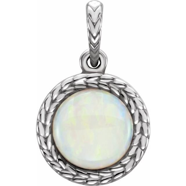 14K White Natural White Opal Pendant