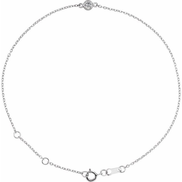 Sterling Silver Natural White Sapphire Bezel-Set Solitaire 6 1/2-7 1/2' Bracelet