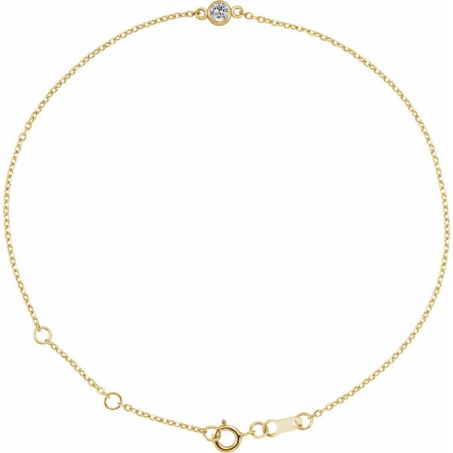 14K Yellow Natural White Sapphire Bezel-Set Solitaire 6 1/2-7 1/2' Bracelet