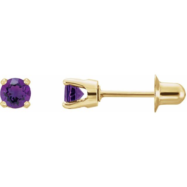 14K Yellow Natural Amethyst Earrings