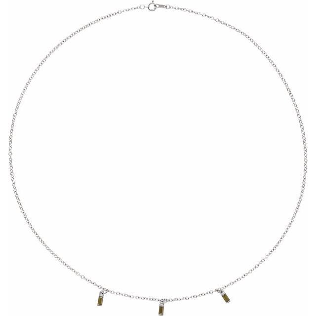 Sterling Silver Natural Green Tourmaline 16' Necklace
