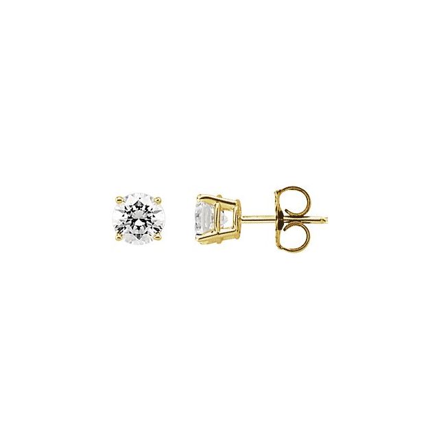 14K Yellow 5 mm Round Imitation White Cubic Zirconia  Stud Earrings