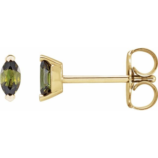 14K Yellow Natural Green Tourmaline Earrings