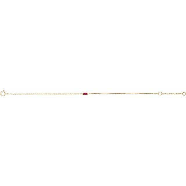 14K Yellow Straight Baguette Natural Ruby 6 1/2-7 1/2' Bracelet
