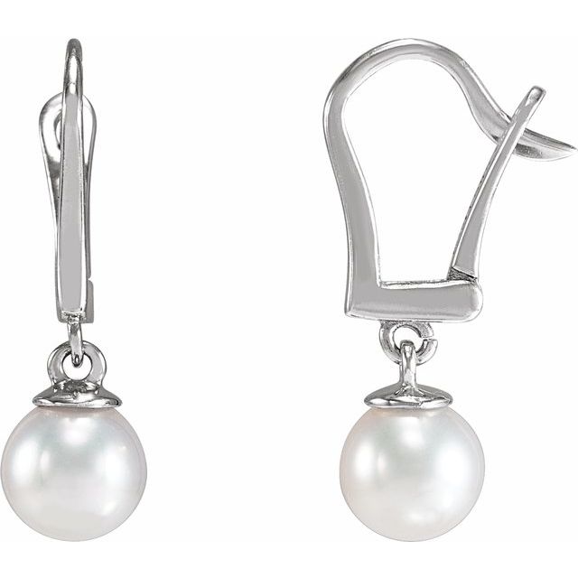14K White Cultured White Freshwater Pearl Earrings