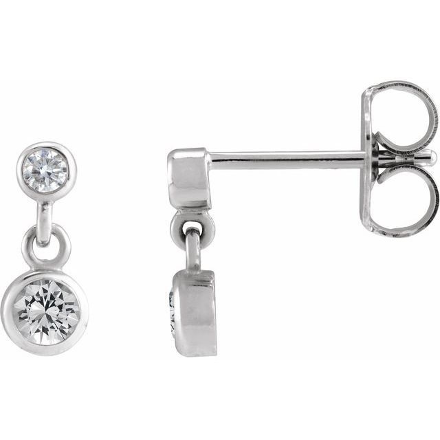 14K White Natural White Sapphire & .05 CTW Natural Diamond Two-Stone Earrings