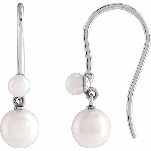 14K White Cultured White Freshwater Pearl Earrings