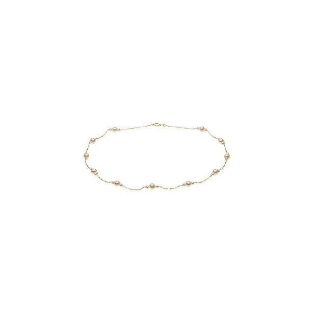 14K Yellow Cultured White Freshwater Pearl 17' Necklace