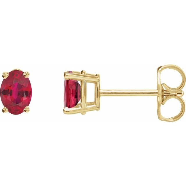 14K Yellow Natural Ruby Earrings