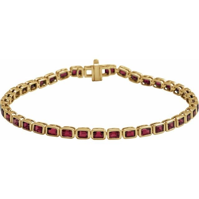 14K Yellow Natural Mozambique Garnet Line 7' Bracelet