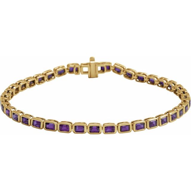 14K Yellow Natural Amethyst Line 7' Bracelet