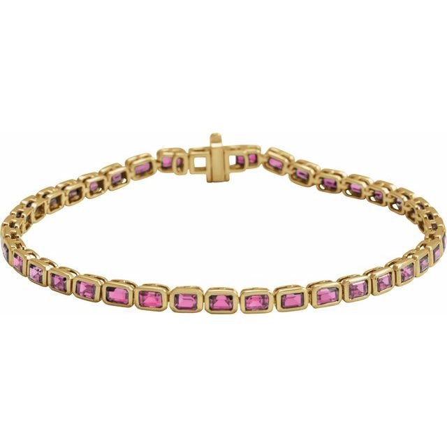 14K Yellow Natural Pink Tourmaline Line 7' Bracelet