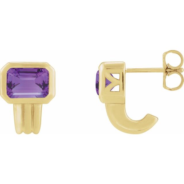 14K Yellow Natural Amethyst Earrings