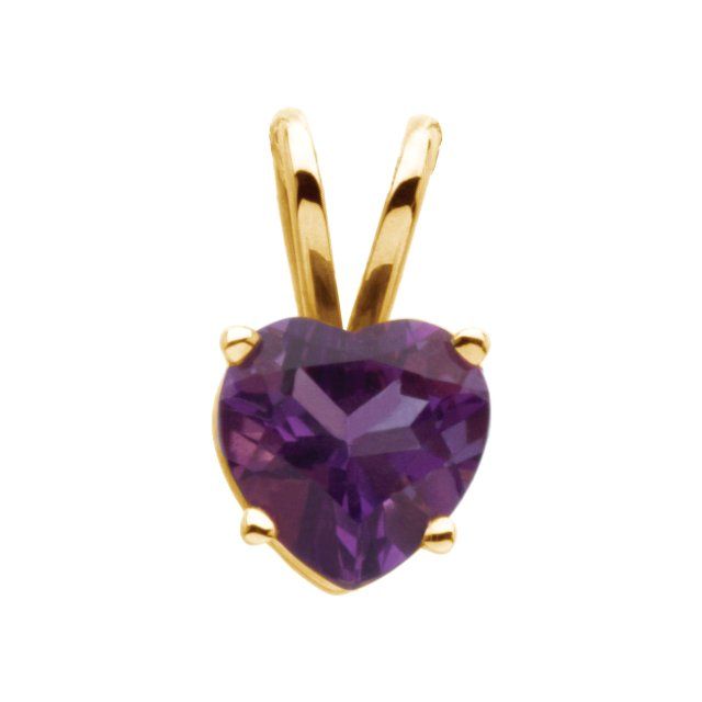 14K Yellow 6 mm Natural Amethyst Heart Pendant