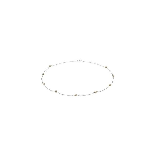 14K White Cultured White Freshwater Pearl 9-Station 18' Necklace