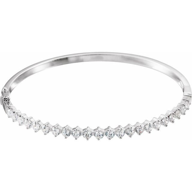 Sterling Silver  Imitation White Cubic Zirconia Bangle 7' Bracelet