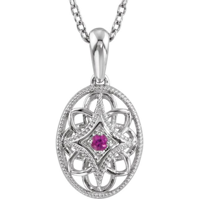 Sterling Silver Natural Ruby 18' Necklace