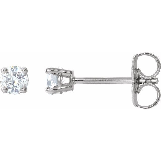 Sterling Silver 3 mm Imitation White Cubic Zirconia Stud Earrings