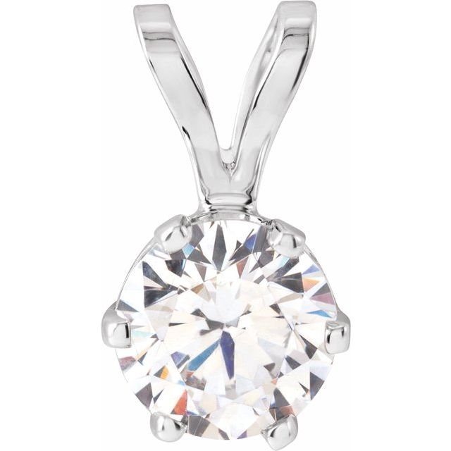 14K White Imitation White Cubic Zirconia Solitaire Pendant