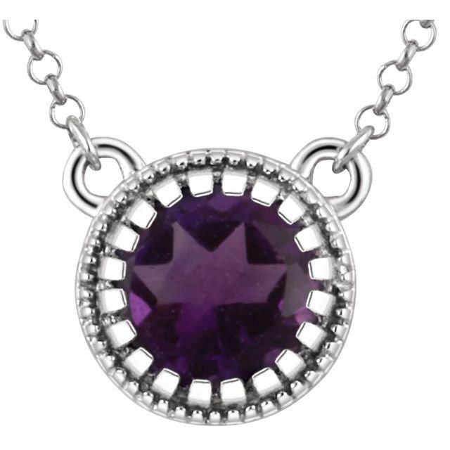 14K White Natural Amethyst 'February' 18' Birthstone Necklace