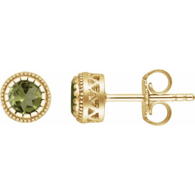 14K Yellow Natural Peridot Stud Earrings