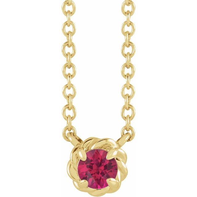 14K Yellow 3 mm Natural Ruby Claw-Prong Rope 18' Necklace
