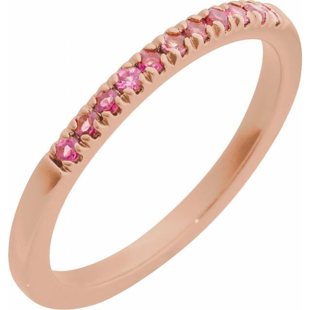 14K Rose Natural Pink Tourmaline Stackable Ring