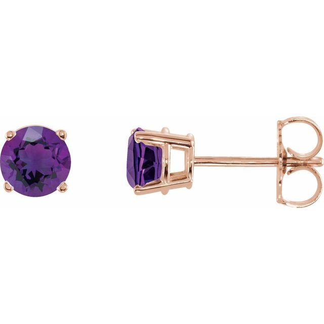 14K Rose 5 mm Natural Amethyst Stud Earrings