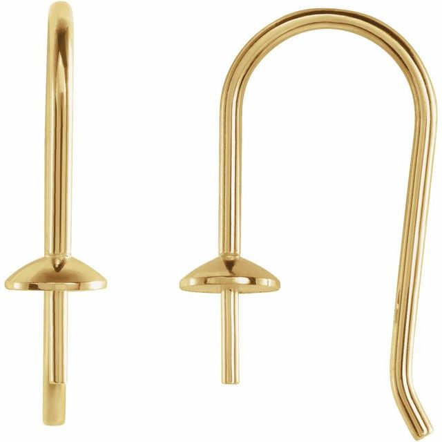 14K Yellow Vermeil French Wire Earring for 5-6 mm Pearl